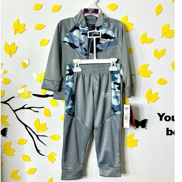 Reebok NWT Boys 2‎ Piece Grey Full Zip Track Jacket & Jogger Pants Set Size 2T - Picture 4 of 13